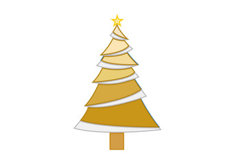 Árbol de navidad dorado con estrella y guirnaldas 