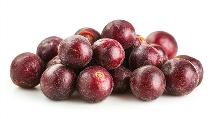 Fototapeta premium Dried Camu Camu Berries on White Background Highlighting Reddish-Brown Color and Round Shape