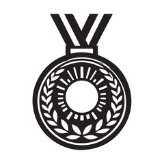 Silver medal icon silhouette on white background
