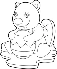 Beaver Easter Easter egg Animal Vector Graphic Art Illustration