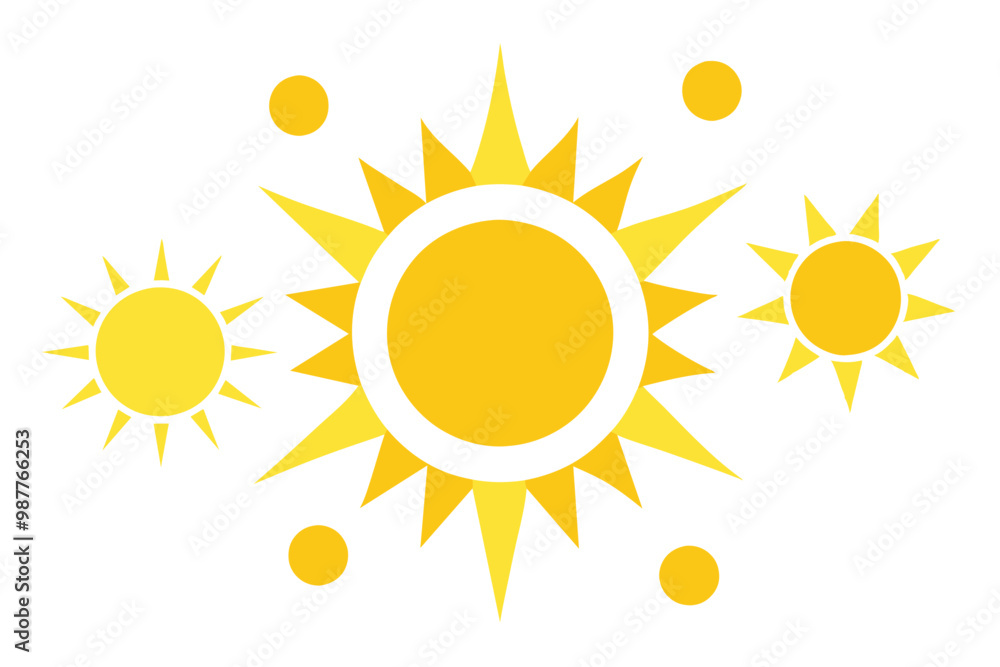 Wall mural yellow sun icon set vector art illustration