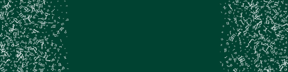 Scattered letters of latin alphabet. White chalk