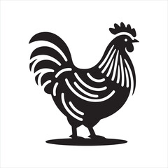 Chicken icon silhouette on white background
