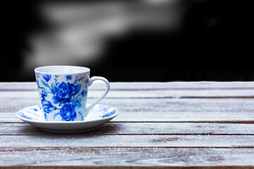 beautiful mug winter on nature in the park background