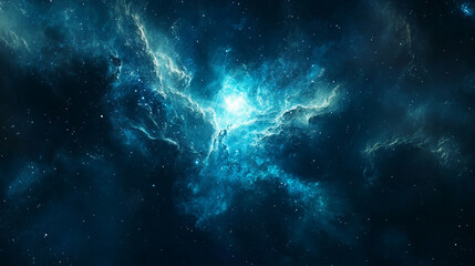 rendering of a beautiful blue starry sky background, A serene digital image depicting soft blue cosmic dust and distant starlight evoking a sense of peace.