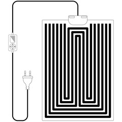 Reptile Terrarium Heating Mat, Heat Pad Warmer Mat with Thermostat. Warmer mat pad with thermostat controller contour, outline lines drawn