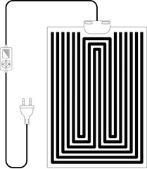 Reptile Terrarium Heating Mat, Heat Pad Warmer Mat with Thermostat. Warmer mat pad with thermostat controller contour, outline lines drawn