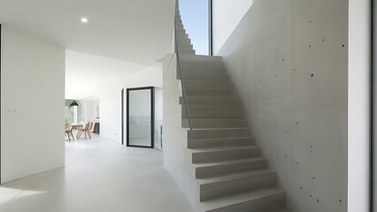 The walls are left as raw cement, giving the space an industrial, minimalist aesthetic. The natural gray tones of the cement add a sleek, urban vibe.

