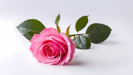 Naklejka premium pink rose on white background