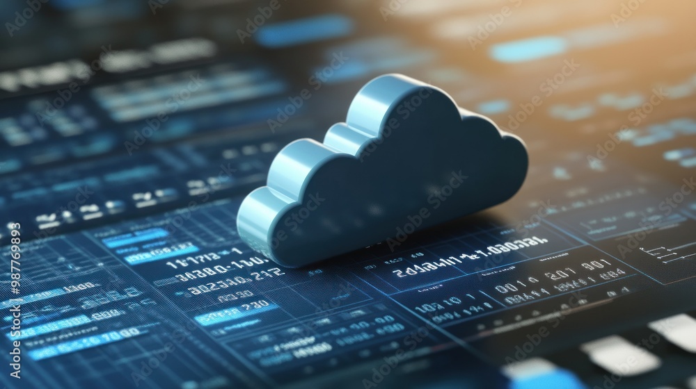 Aufkleber cloud computing symbol on a futuristic digital interface