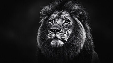 Fototapeta premium Majestic Lion Portrait in Black and White