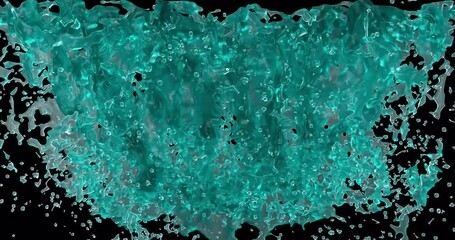 A transition featuring a splash of liquid on a transparent alpha channel