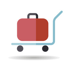 Baggage, luggage, suitcases on trolley vector icon