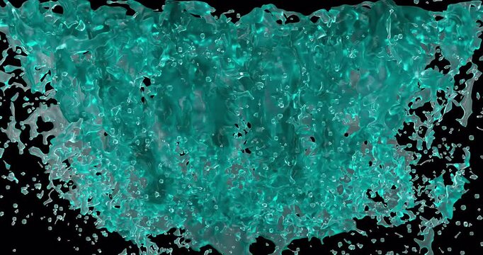 A transition featuring a splash of liquid on a transparent alpha channel