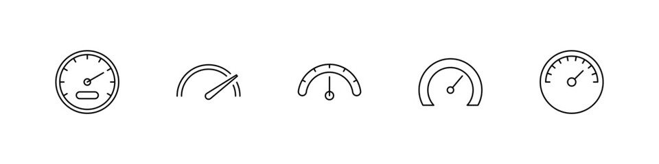 Dashboard  speedometer icons set. Tachometer icon isolated. Performance indicator sign. Car speed. Fast internet speed sign. Speedometer icon. 3D meter with green, yellow, red indicators.