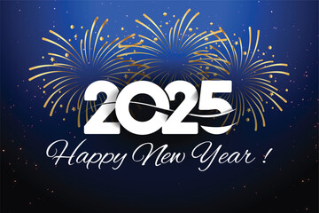 Happy new year 2025. Festive 2025 new year celebration with open gift box and 3D numbers. Trendy and modern design