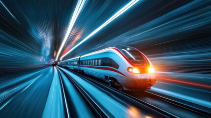 High-speed maglev train concept with streamlined design, engineered for rapid transit and energy efficiency