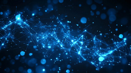 Fototapeta premium Abstract blue technology background with connection lines and dots, Blue Abstract Background With Line.