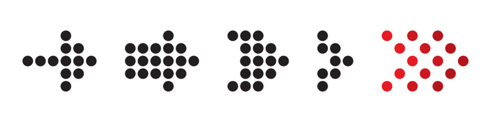 Arrow dotted pointers collection set isolated on white background signs. Vector icons in flat style.