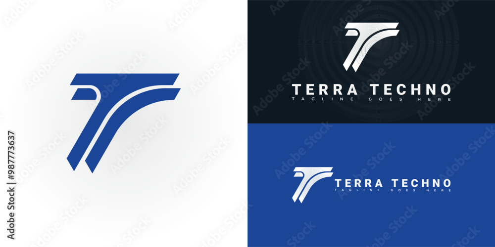 Poster modern vector initial letter t or tt logo in blue color isolated on multiple background colors. the 