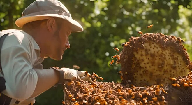 Removing an Asian wasp nest.