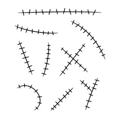 A set of black stitches. Isolated Vector Illustration