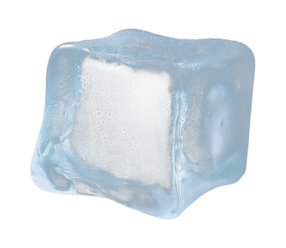 Wet Ice Cube Isolated on Transparent Background.
