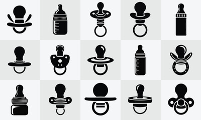 Pacifier baby set icon vector illustration