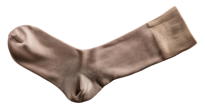 Beige Cotton Sock Isolated on Transparent Background. - Powered by Adobe