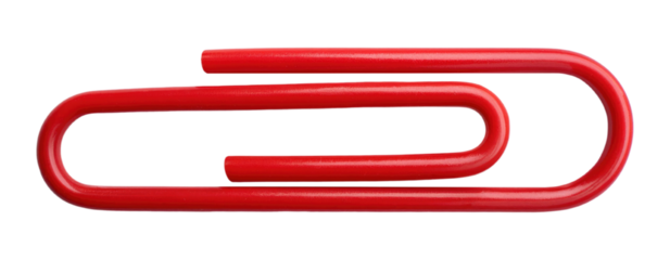 Red Paperclip Isolated on Transparent Background.