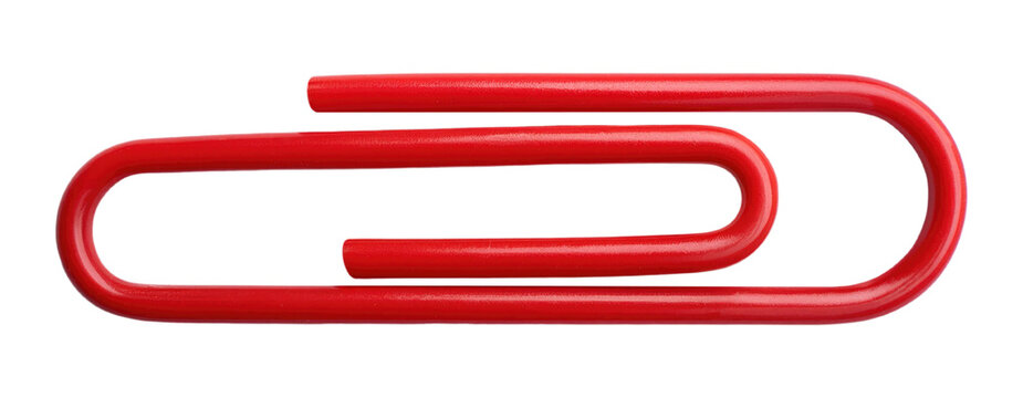 Red Paperclip Isolated on Transparent Background.