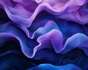abstract purple and blue fabric background texture - flowing waves of sheer material