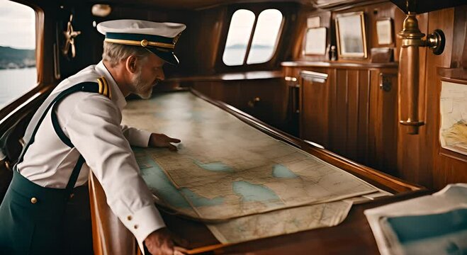 Ship captain with map.