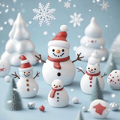 Fototapeta premium winter icons featuring snowmen