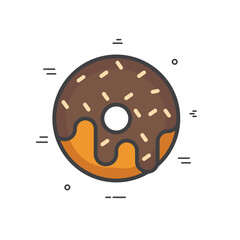 Chocolate doughnut Vector  bite on white Background.