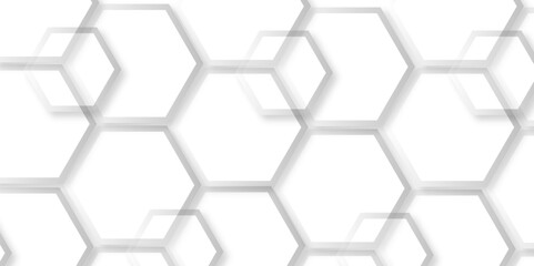 Geometric Background with overlapping hexagon shapes in grey and white, with space for text. Modern Abstract geometric Background, light color, motion, sport, lines. Poster, wallpaper, Landing page.