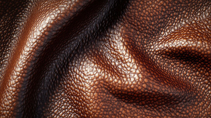 Close-up texture of brown leather with a pebbled surface.