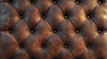 Naklejka premium Close up of brown leather upholstery with diamond stitching.