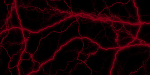 Abstract Digital Network Background, the concept of electronic connections in a digital world. Red electric lightning on black background. Thunder and lightning strike. 3d illustration. 