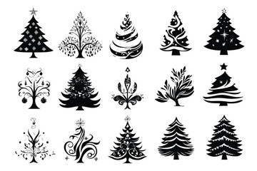 Christmas Tree Vector Silhouettes Collection
