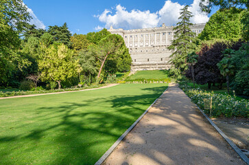Campo del Moro Gardens and the Royal Palace in Madrid, Spain