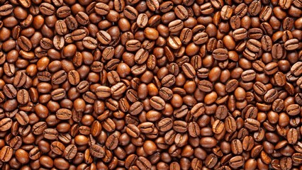 Fototapeta premium Close-up texture of roasted coffee beans in rich brown tones