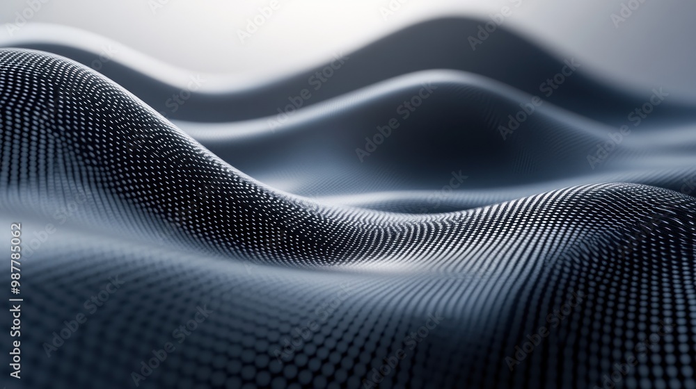 Poster abstract representation of waves with a textured surface, emphasizing depth and movement.