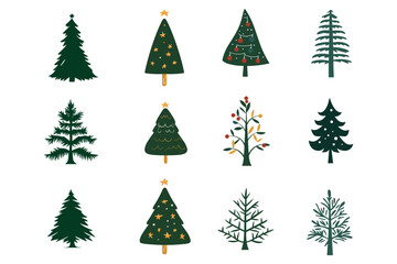 Christmas Tree Vector Silhouettes Collection
