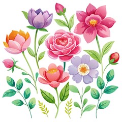 Beautiful Watercolor Flower Vectors for Creative Projects