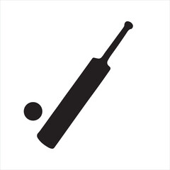 Cricket bat icon silhouette on white background
