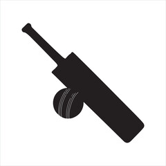 Cricket bat icon silhouette on white background
