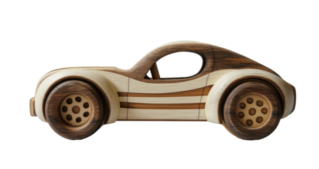 wooden toy car isolated png transparent background