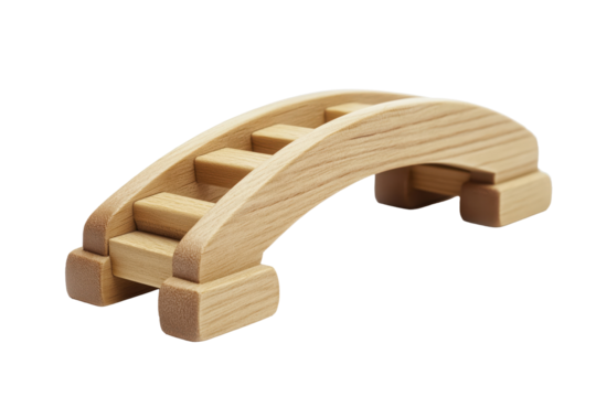 wooden bridge toy for kids isolated png transparent background