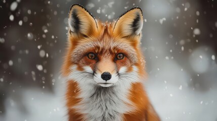 Obraz premium Majestic Red Fox in a Snowy Landscape
